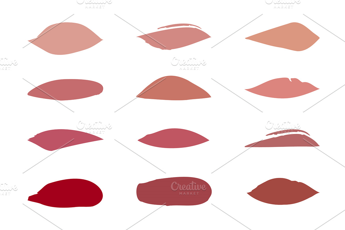 Lipstick swatch set with various, an Object Illustration by okskukuruza