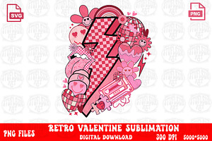 Lightning Bolt Groovy Valentine PNG