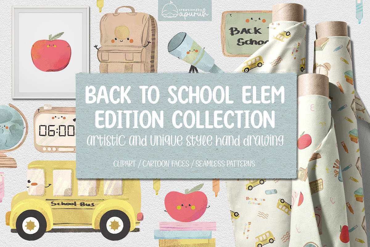 Back to School Watercolor Clipart, an Education Illustration by creationsbyapuruh (Photo 1 of 8)