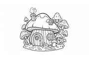 Whimsical Mushroom House Line Art bu, an Illustration by Designs_River (Thumbnail 10 of 51)