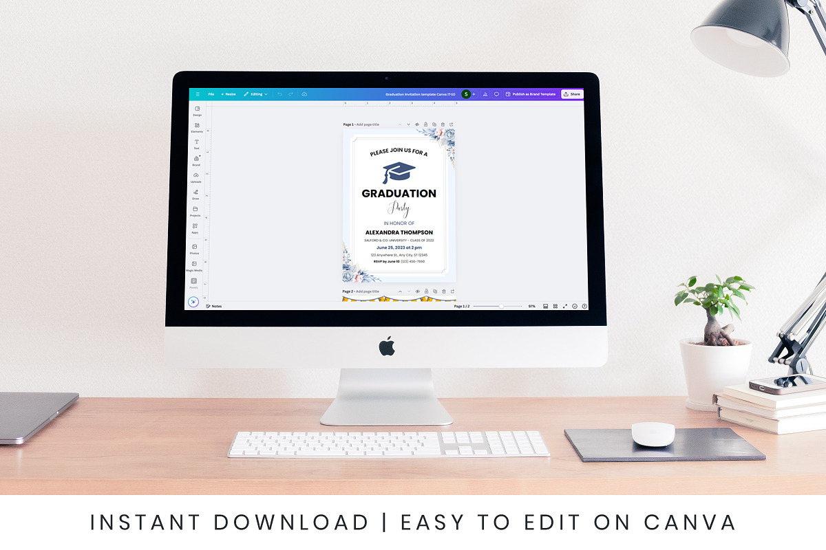Graduation Invitation Canva Template, an Invitation Template by Snapybiz (Photo 9 of 10)