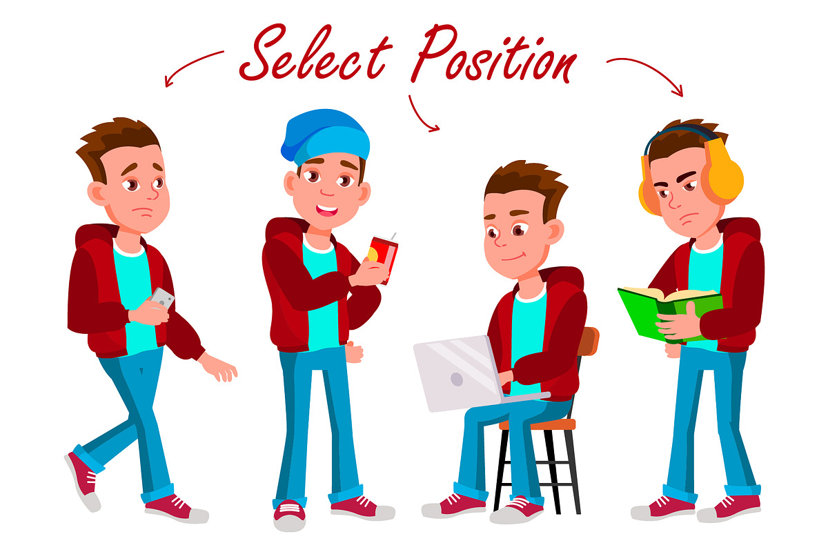 Boy Schoolboy Animation Creation Set, an Education Illustration by ...