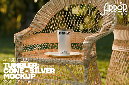 Cone Silver Tumbler Mockup Arbor