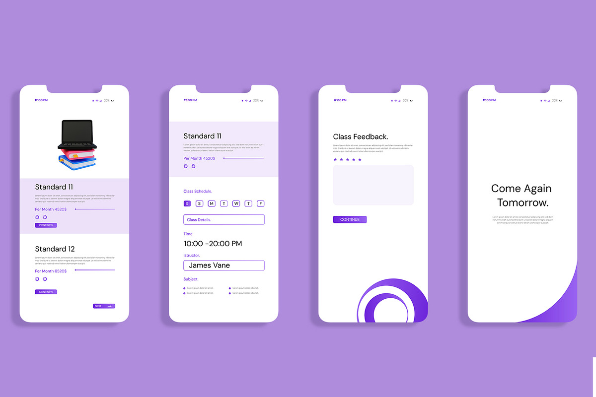 Online Class Mobile UI Layout, an UI Kit Template by CreativeShaper (Photo 4 of 4)