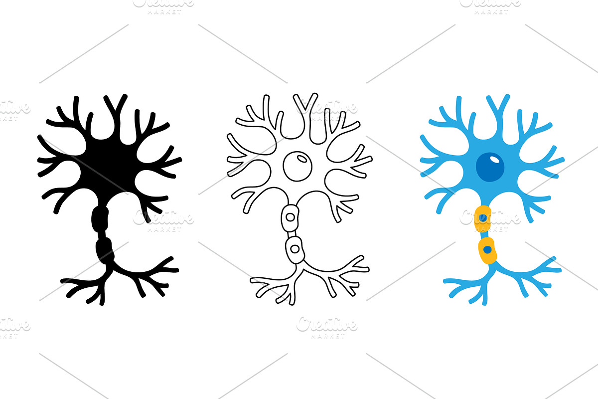 Triplet neurons design in silhouette, an Illustration by GraphiShop