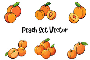 Peach Set Vector, a Food Illustration by Awieee1