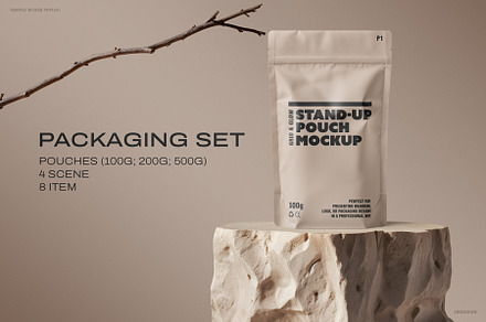Stand-Up Pouch Mockup Set-1, a Packaging Mockup by Grid & Glow