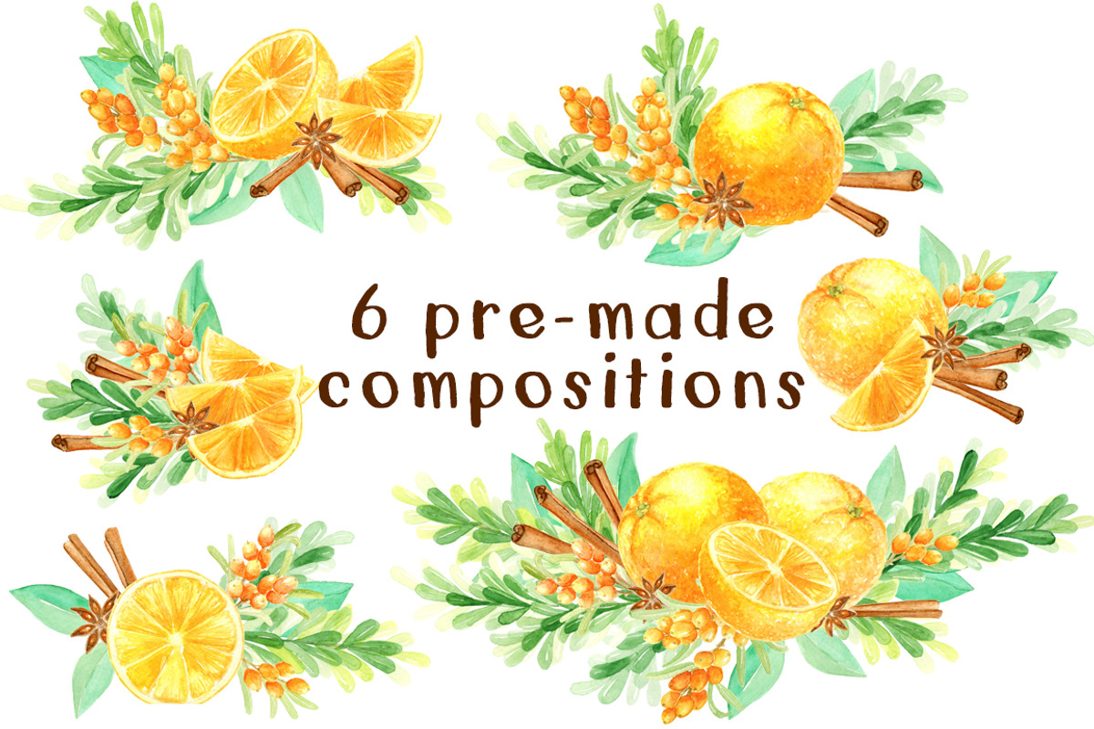 Watercolor Spicy Orange Set, a Decorative Illustration by WBS Design (Photo 2 of 5)