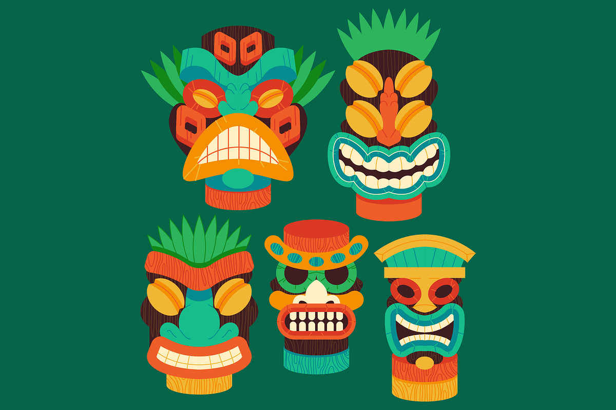Tiki Totem Asset Illustration, an Illustration by graphicook