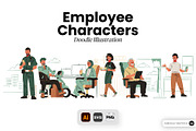 Employee Characters Illustration Set, a Person Illustration by SLAB! Design (Thumbnail 1 of 3)