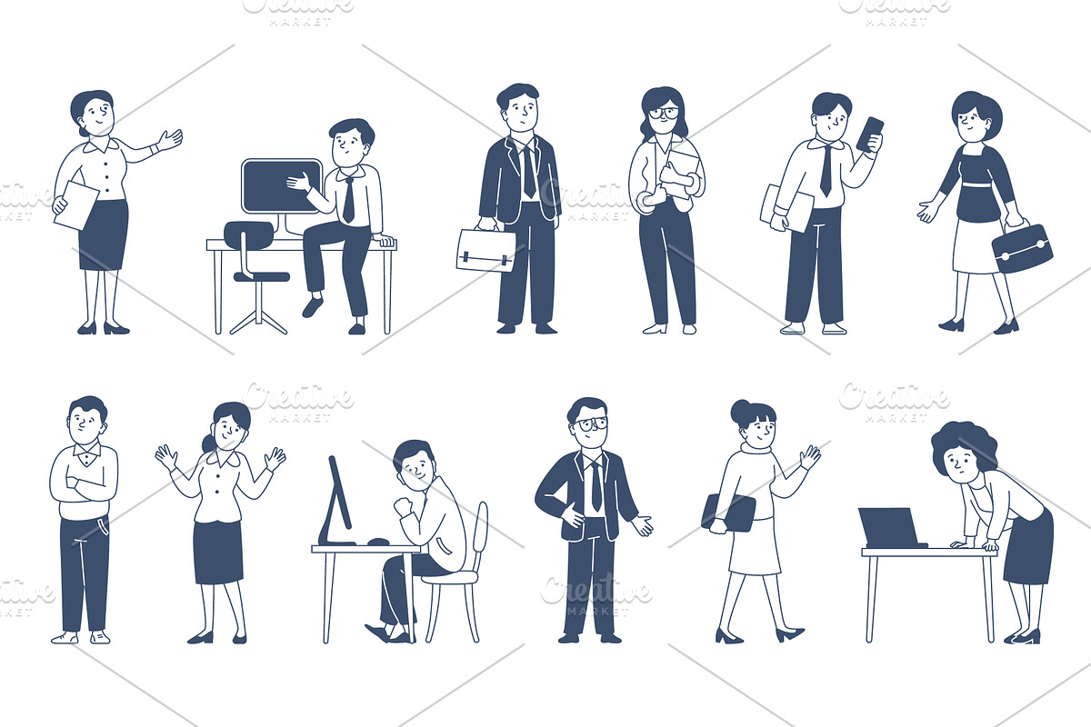 Office characters doodle style, a Person Illustration by LadadikArt