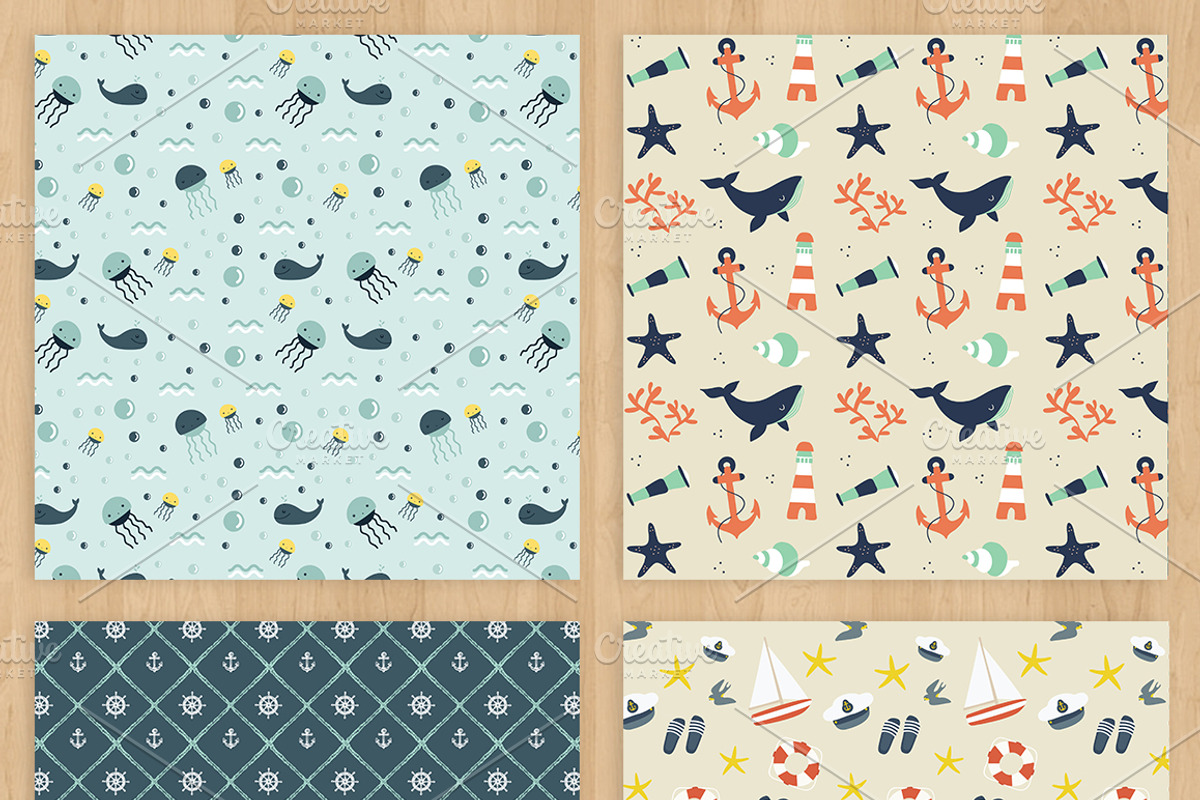 Nautical Paper Pack, a Pattern Graphic by Zlatoena Clipart (Photo 3 of 4)