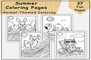 Animal-Themed Summer Coloring Pages, a Seasonal Illustration by Lamia Emad (Thumbnail 1 of 4)