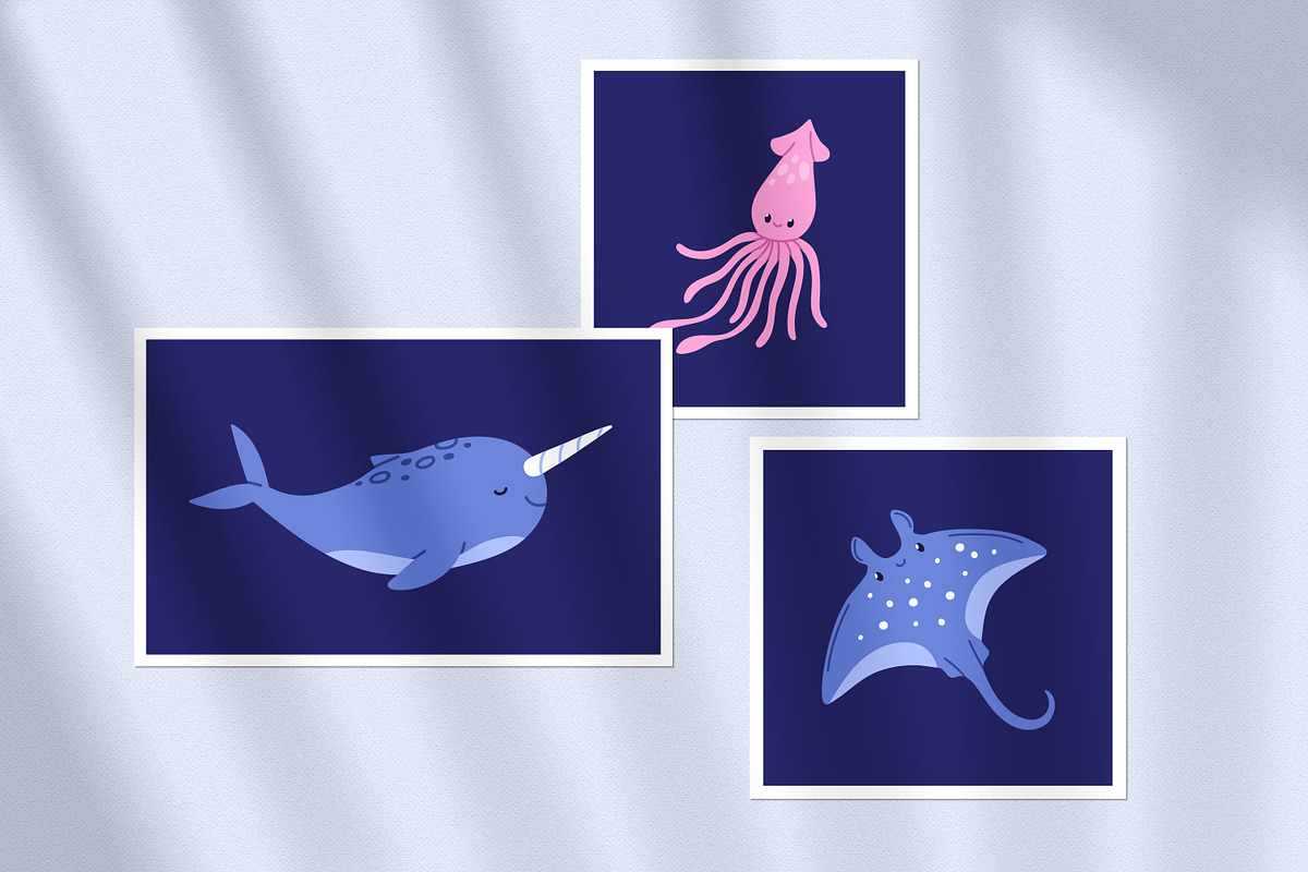 Marine life. Sea set, banner, cards, an Animal Illustration by Good Studio (Photo 10 of 12)
