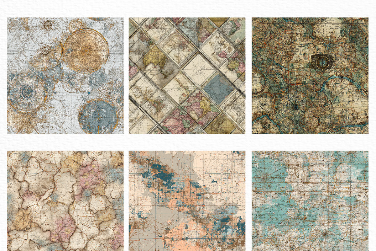 Old Maps Digital Paper, an Illustration by Craft Nest (Photo 4 of 6)