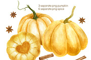 Pumpkin Pie Watercolor Clip Art, a Background Graphic by Watercolor Clipart (Thumbnail 2 of 6)