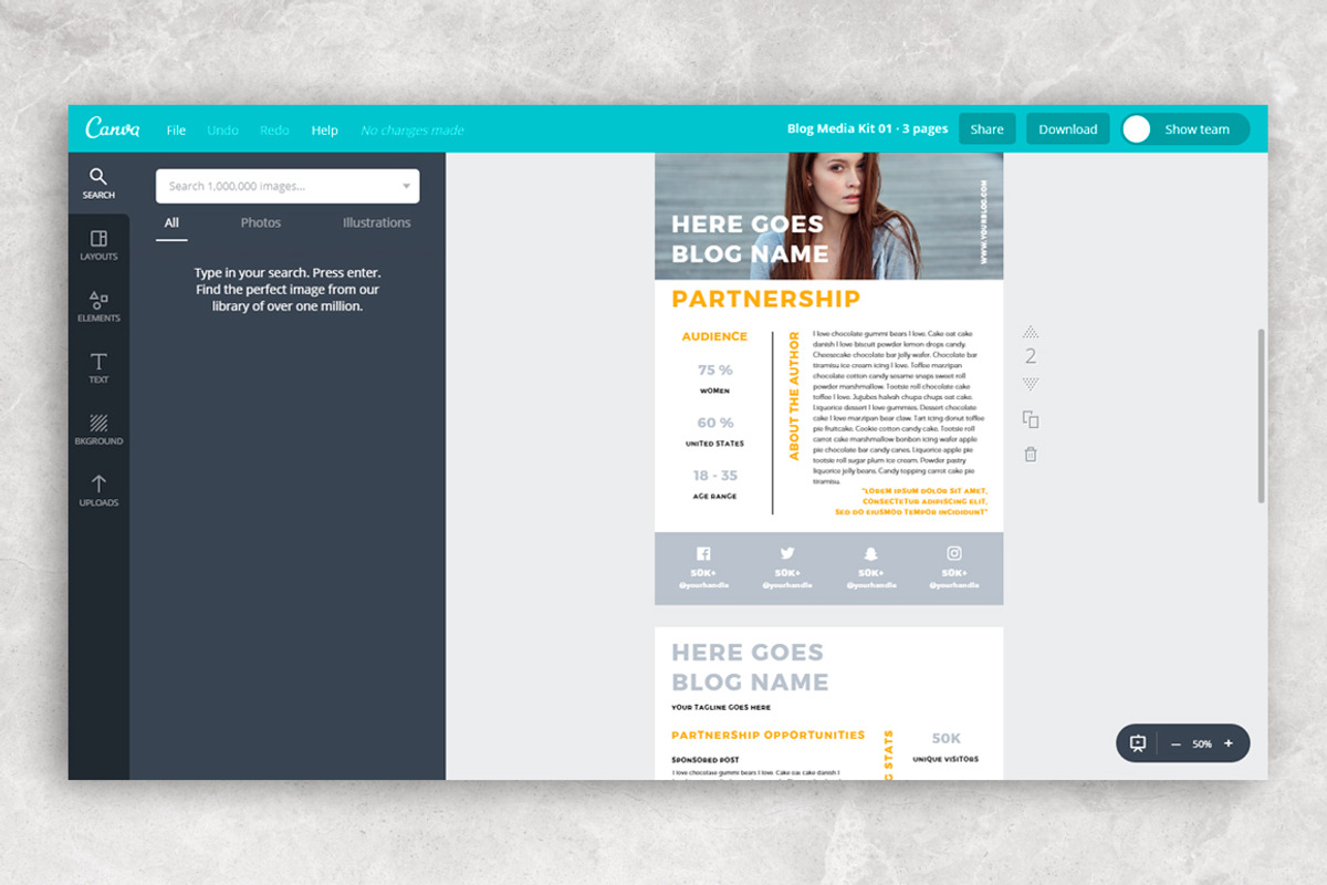 CANVA Blog Media Kit · 3 pages, a Resume Template by Eternel Design Studio (Photo 4 of 5)