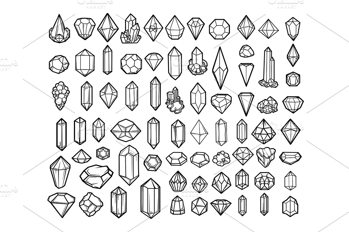 Precious stones and crystals black, an Object Illustration by Valerie Bodnar