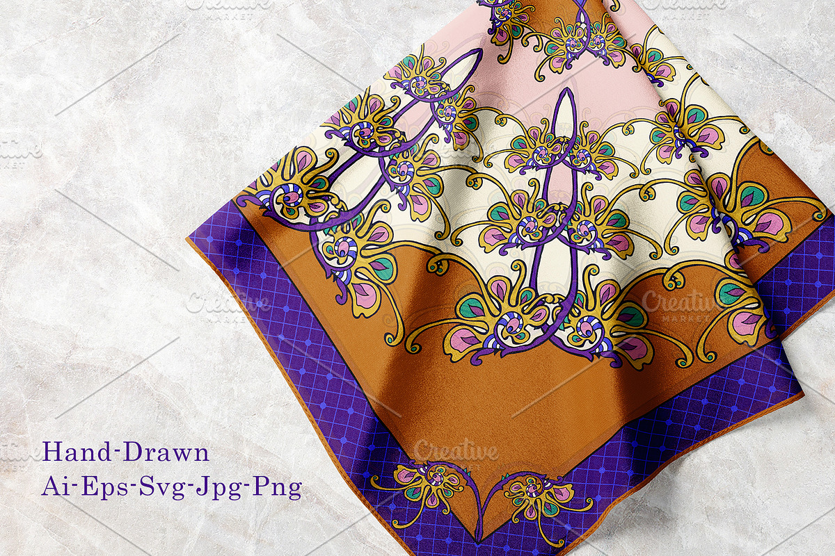 Persian Blossom Medallion Scarf, an Object Graphic by ilustrinna (Photo 2 of 6)