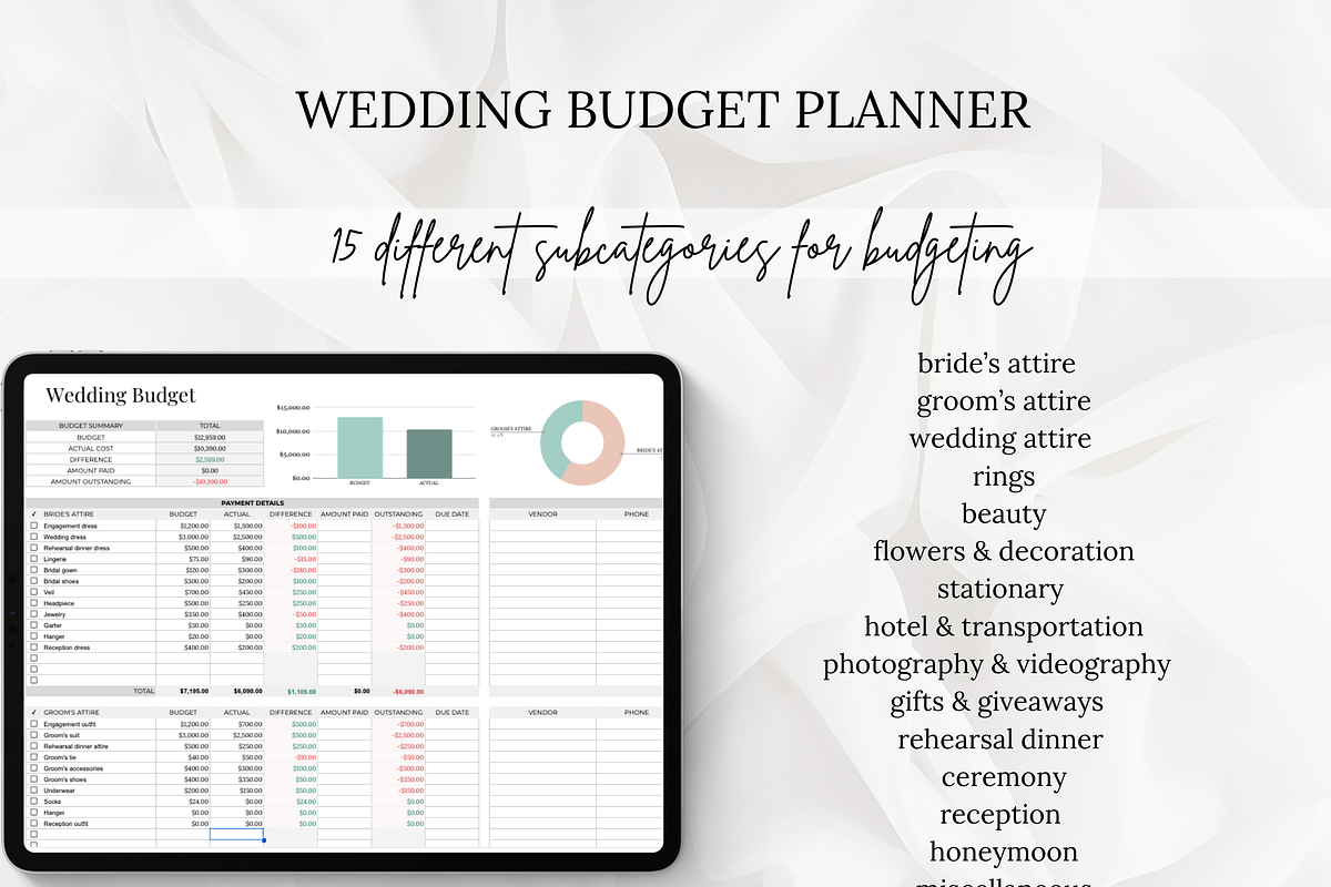 Wedding Budget Planning Spreadsheet, a Templates & Theme by AestheticsObsession (Photo 3 of 6)