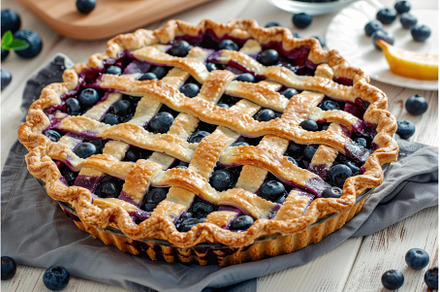 Freshly baked berry pie on wooden, a Food & Drink Photo by Ylivdesign