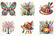 Watercolor  Boho Spring Clipart, an Illustration by DreamCafeArt (Thumbnail 2 of 5)