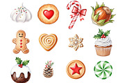 Christmas Sweets Watercolor Clipart, an Illustration by SinaCreation (Thumbnail 2 of 7)