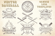 Vector Baseball GrungeLogo Templates, a Sport Illustration by Pingebat (Thumbnail 1 of 2)