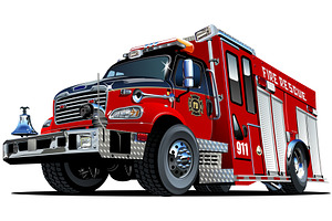 Vector Cartoon Fire Truck