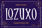 Lozuxo Quirky Playful Halloween Font, a Serif Font by Maulana Creative (Thumbnail 1 of 7)