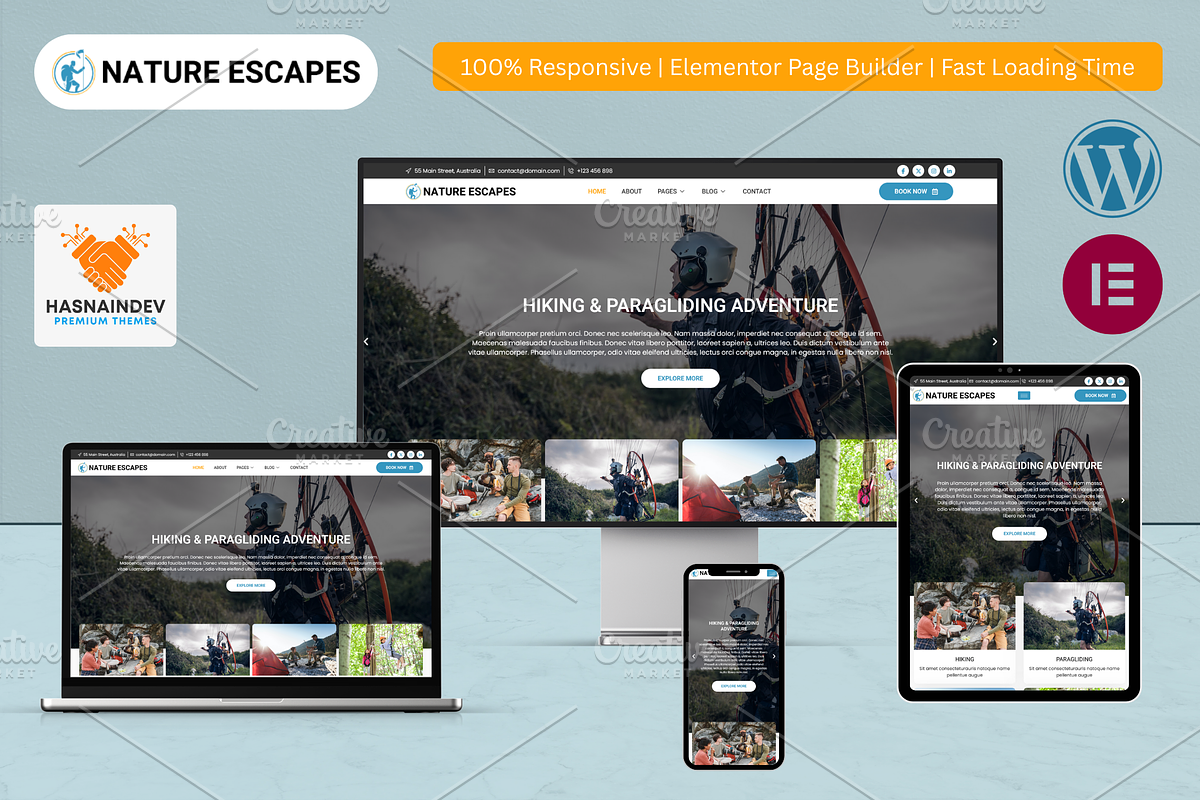Hiking Skiing & Paragliding Template, a WordPress Template by HasnainDEV (Photo 1 of 6)