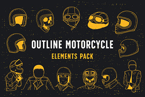 Outline Motorcycle Elements Pack, a Person Illustration by Jiwstudio