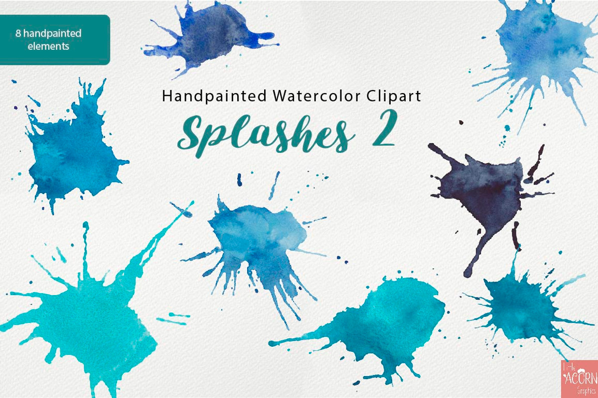 Watercolor Clipart Splashes Bundle, an Illustration by LittleAcornGraphics (Photo 5 of 12)