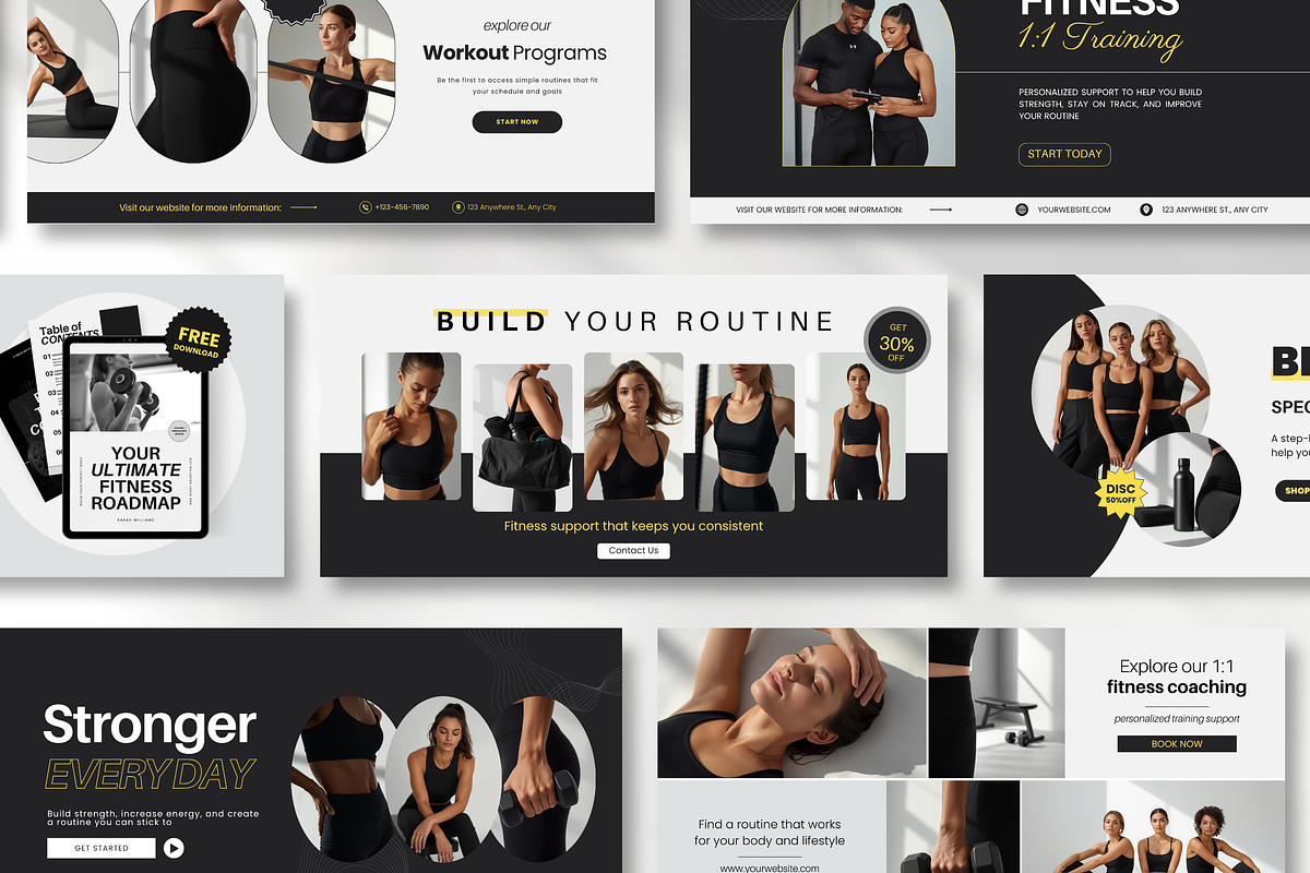 Fitness Coach Canva Template Bundle, a Social Media Template by DigiPax (Photo 11 of 15)