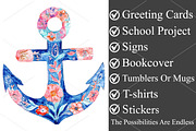 Watercolor Preppy Coastal Clipart, a Seasonal Illustration by Canvas Craft (Thumbnail 3 of 7)