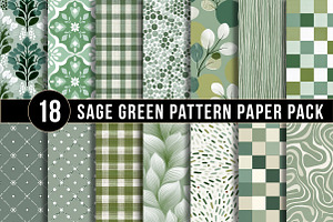 Sage Green Pattern Paper Pack, a Pattern Graphic by DreamArtGraphic