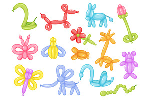 Cartoon Balloon Animals, Colorful