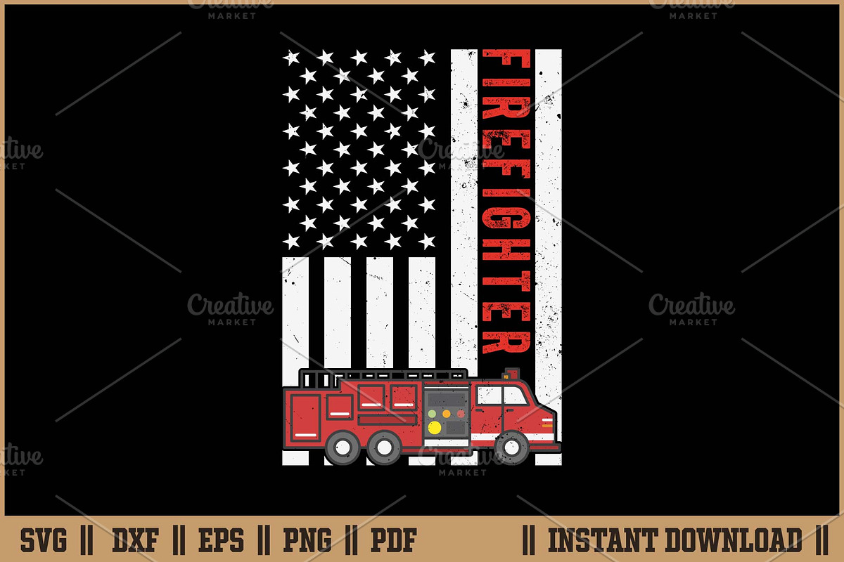 Firefighter American Flag Design SVG, an Illustration by Handy Arts Studio (Photo 1 of 3)