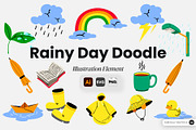 Rainy Day Doodle Illustration, an Object Graphic by SLAB! Design (Thumbnail 1 of 3)