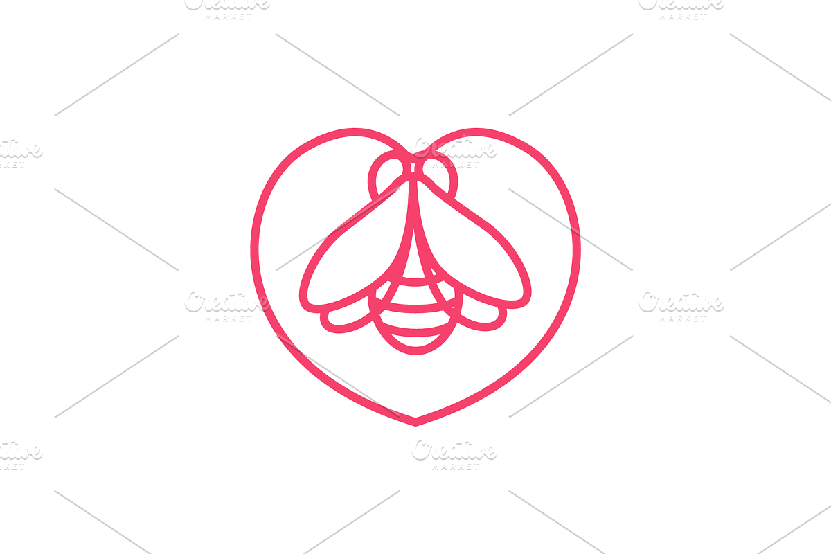 honey bee lovers line logo design, a Branding & Logo Template by devastd