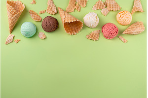 Ice cream ball isolated on color, a Food & Drink Photo by Yulia Furman