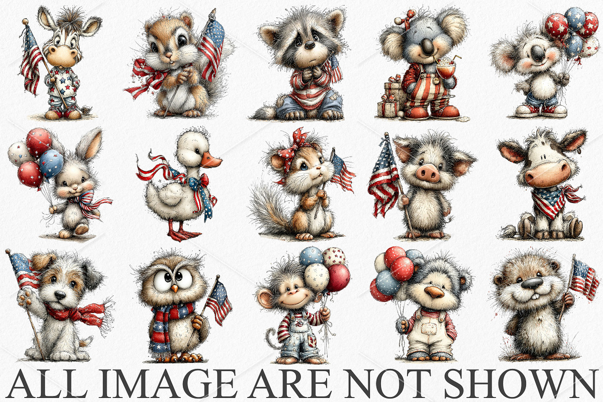 Whimsical 4th of July Animals PNG, a Seasonal Illustration by Canvas Craft (Photo 4 of 7)