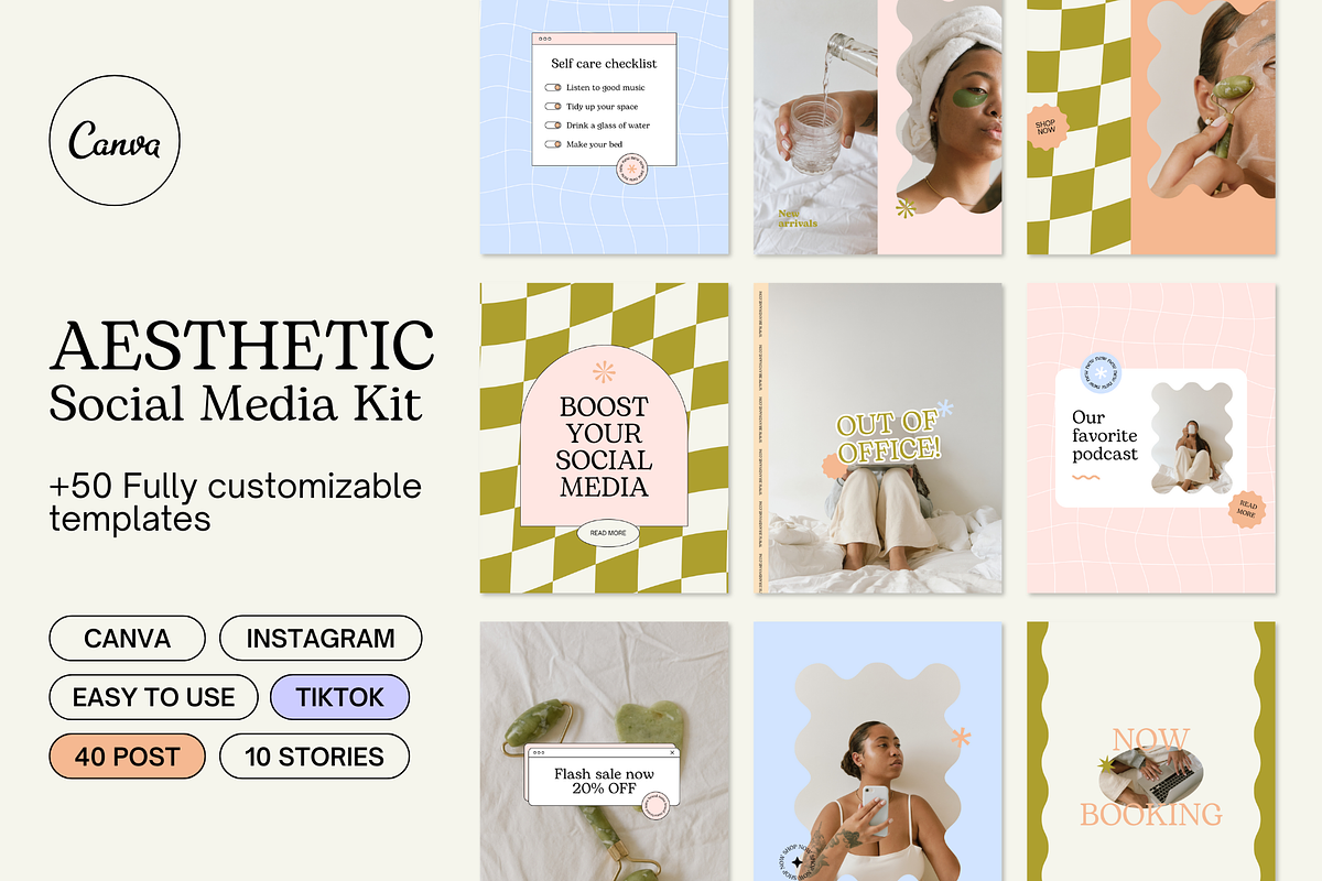 Aesthetic Instagram Template Kit, a Social Media Template by Mila Estudio (Photo 1 of 6)