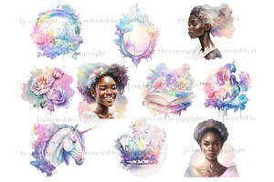 Pastel Black Princess Watercolor