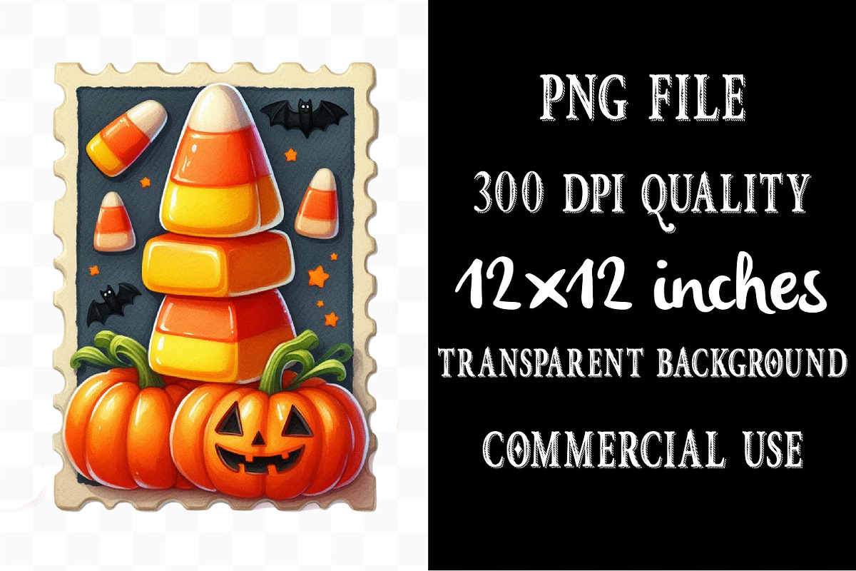 Halloween Postage Stamp Sublimation, an Illustration by Designking (Photo 4 of 4)
