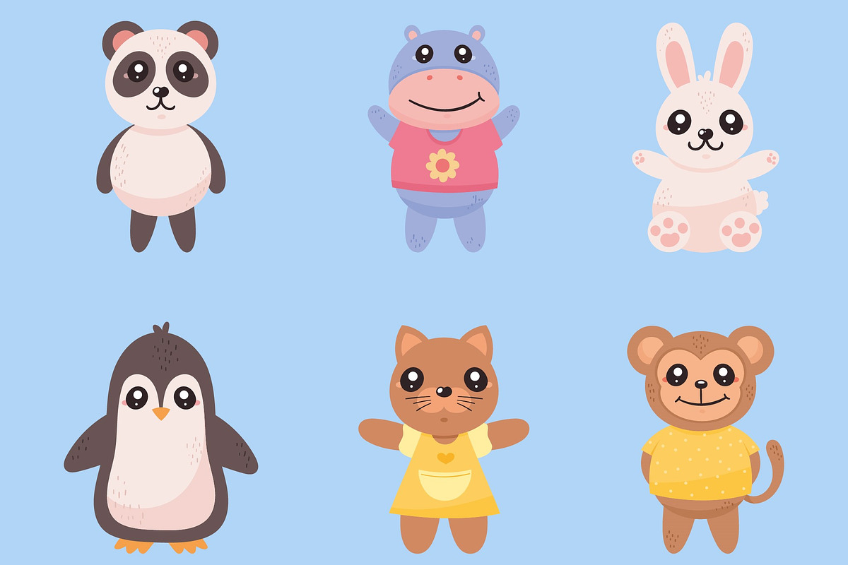 Kawaii Animals Illustration Set preview 2