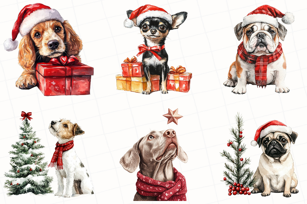 Christmas Dog Clipart, an Illustration by OK Design (Photo 5 of 5)