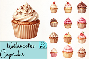 Cupcake Clipart, an Illustration by CrexoraLab