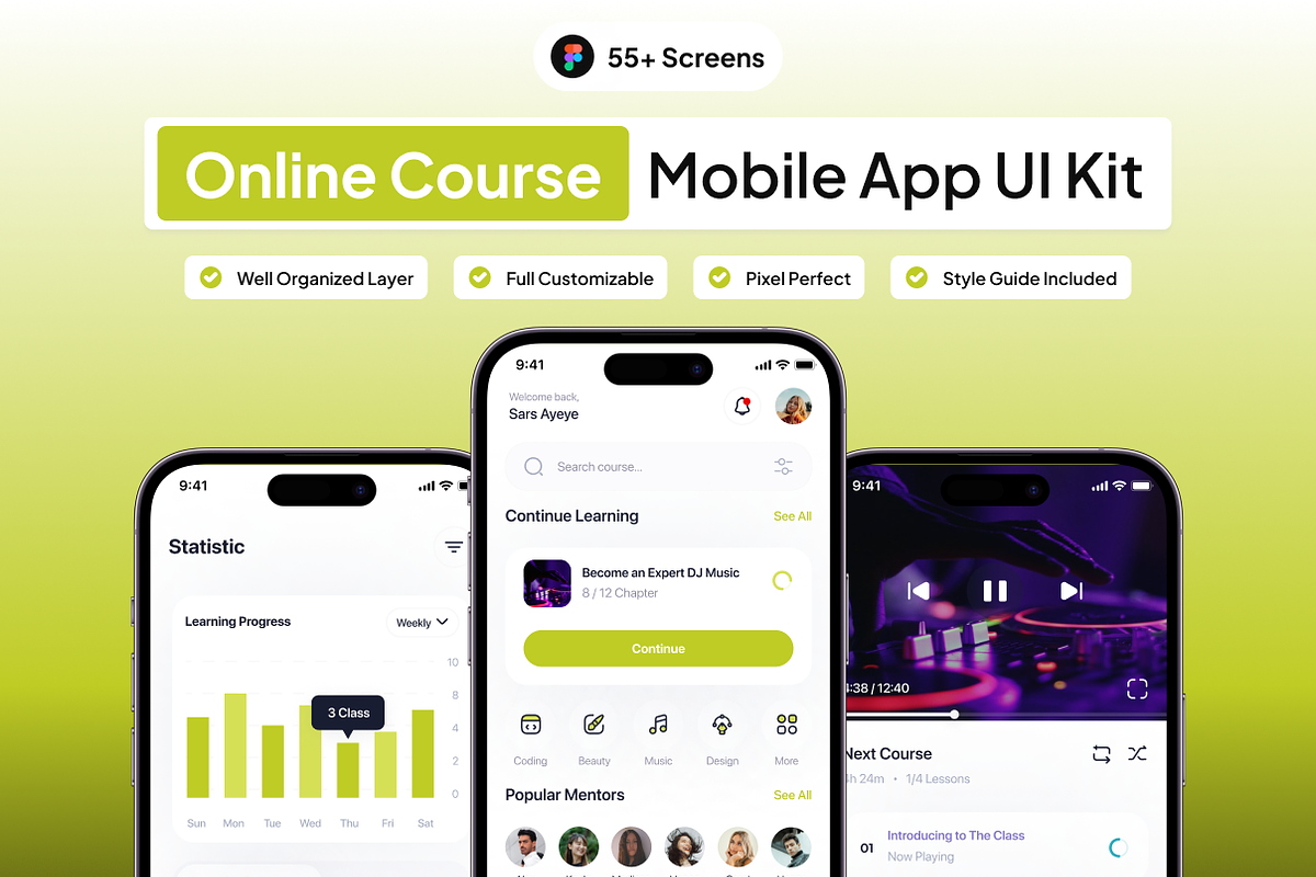 Coursze - Online Course App UI Kit, an UI Kit Template by Moni Studio (Photo 1 of 6)