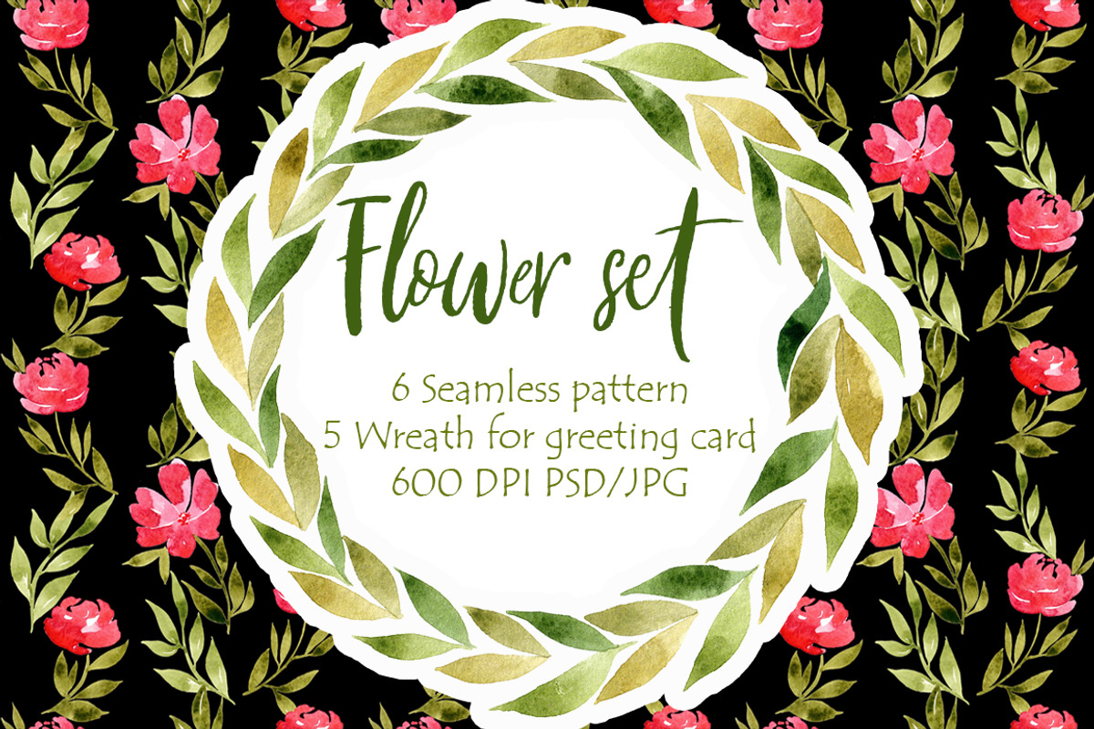 Watercolor set Wildflowers, a Texture Graphic by Antikva17 (Photo 1 of 4)